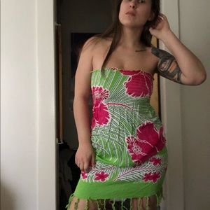 Strapless Floral Pool Dress/Cover